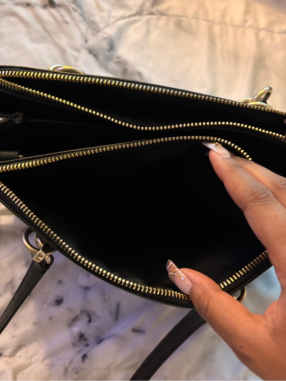 Coach Black Leather Purse with Gold Hardware - Picture 5 of 9